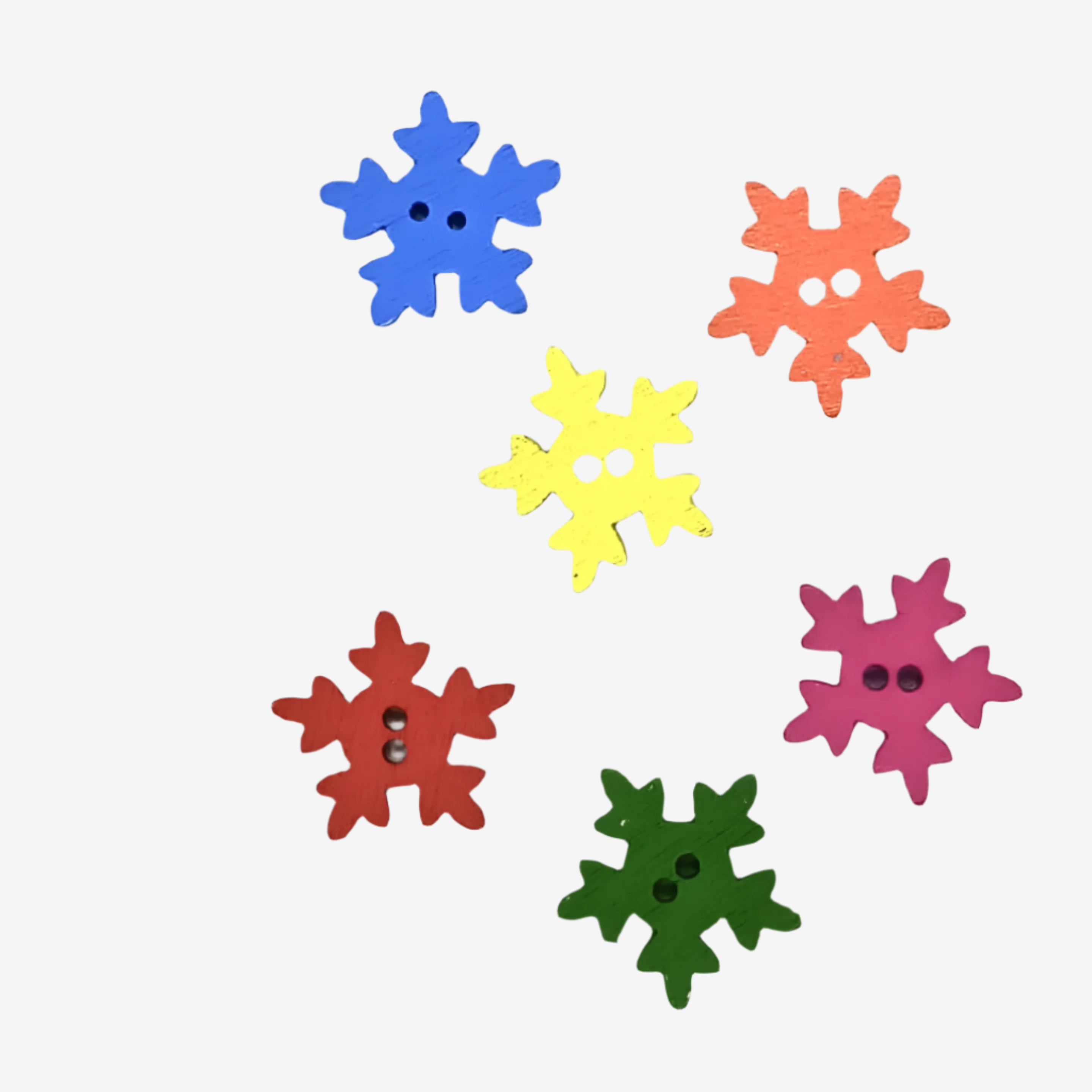 Colorful Wooden Snowflake Buttons