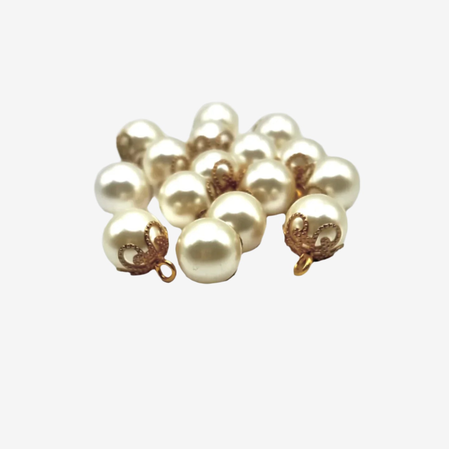 Shimmering Cream Pearl Bead Caps