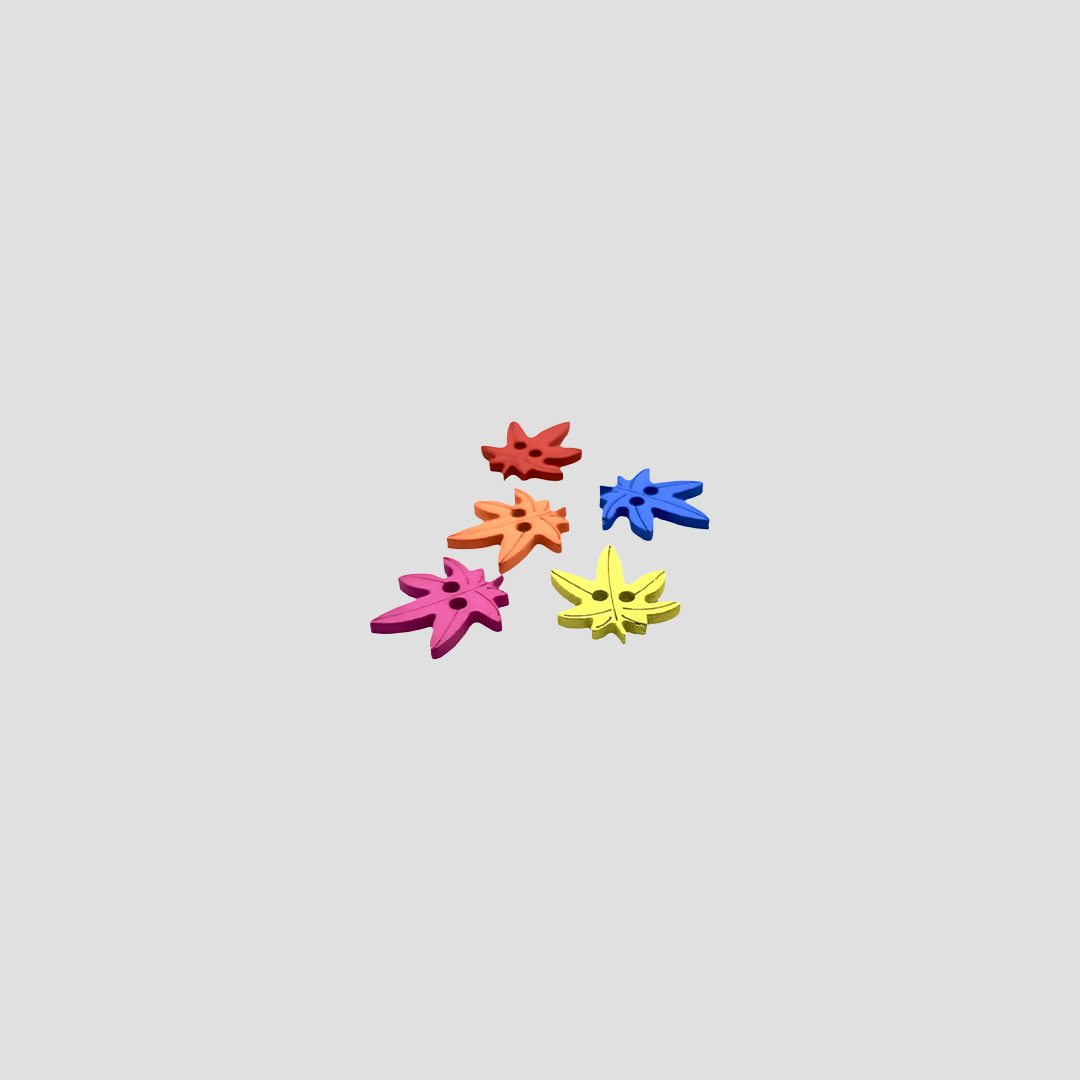 Colorful Maple Wooden Leaf Buttons