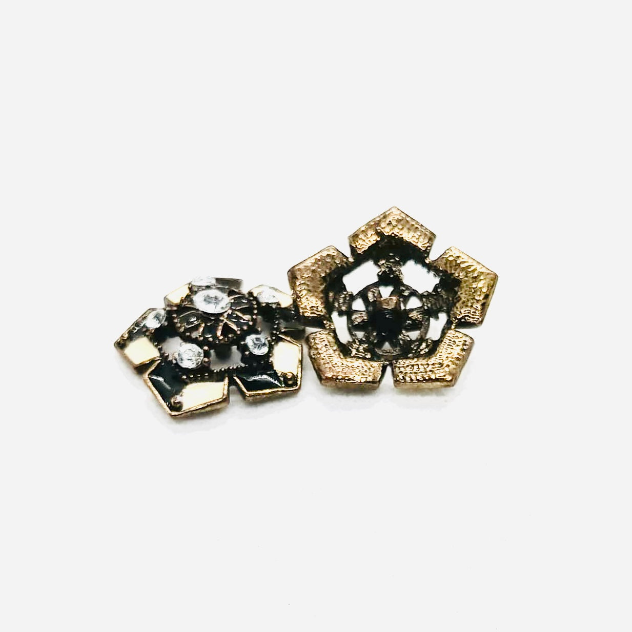 Art Deco Floral Rhinestone Button