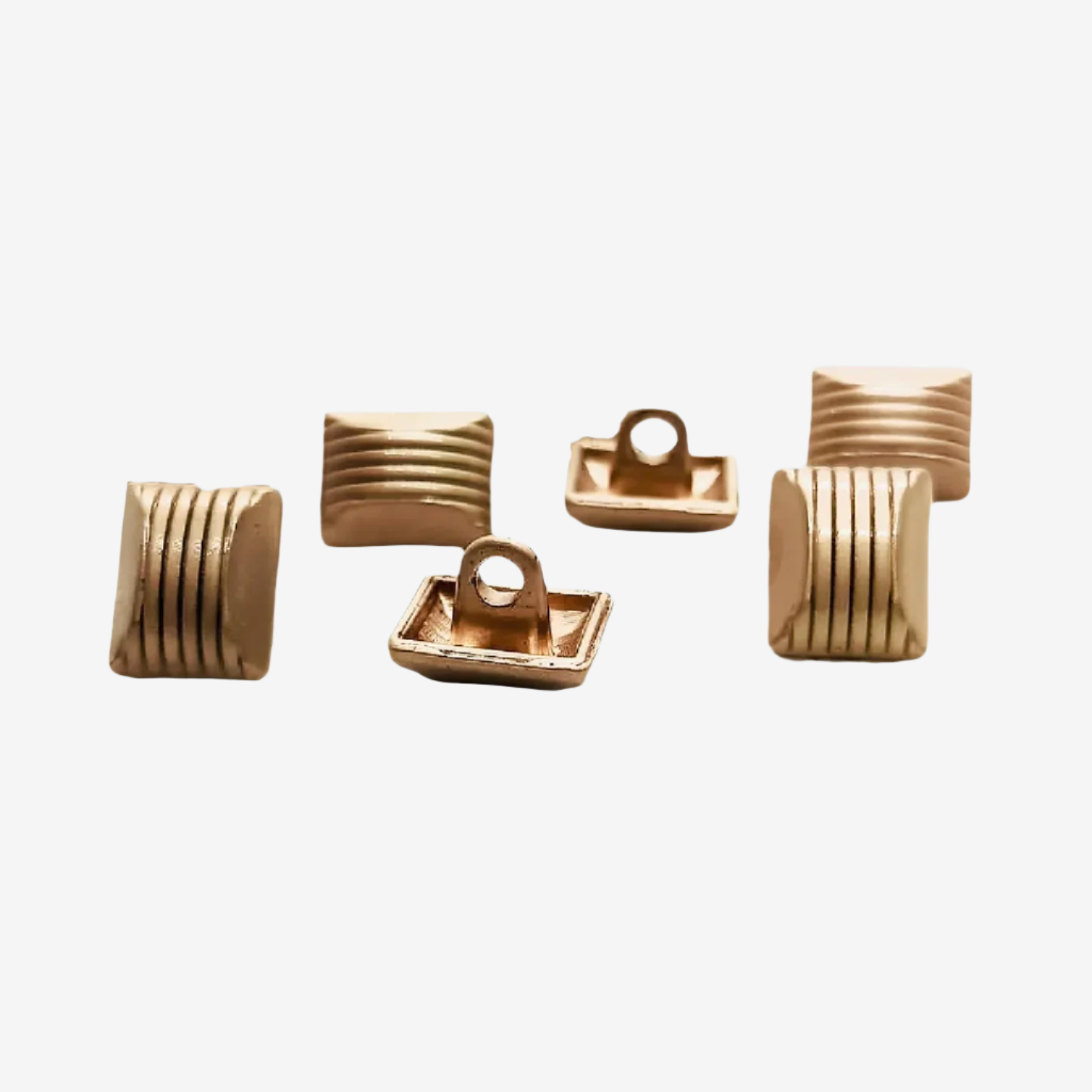 Square Metal Buttons with Grooved Detail
