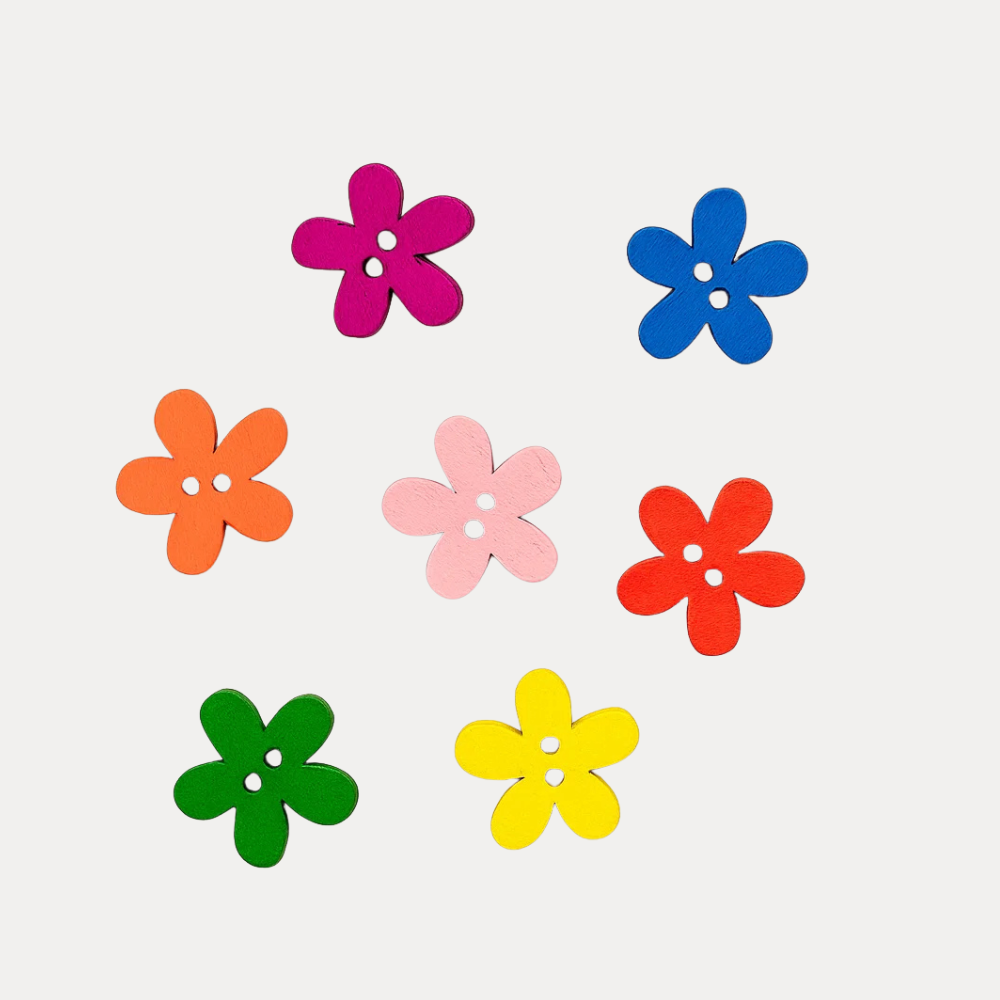Wooden Big Flower Buttons