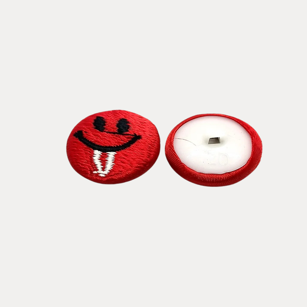 Red Smiley Knot Button