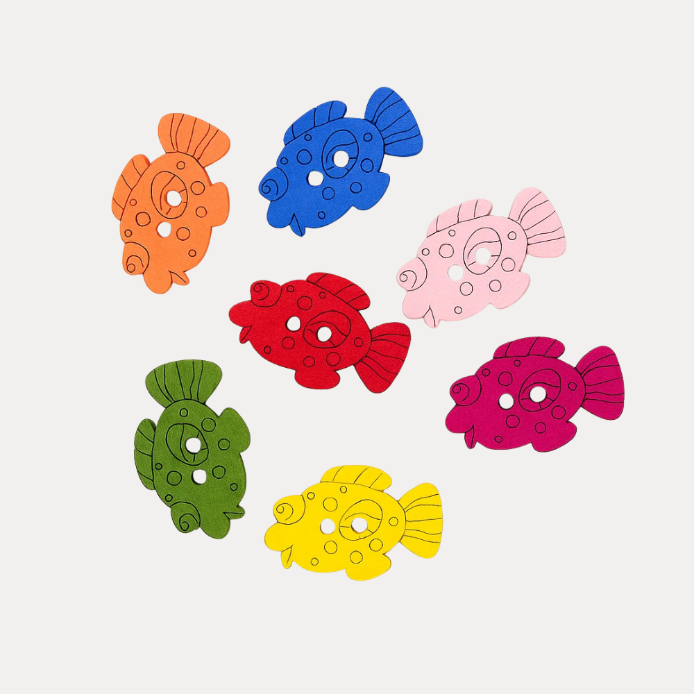 Colorful Wooden Fish Buttons