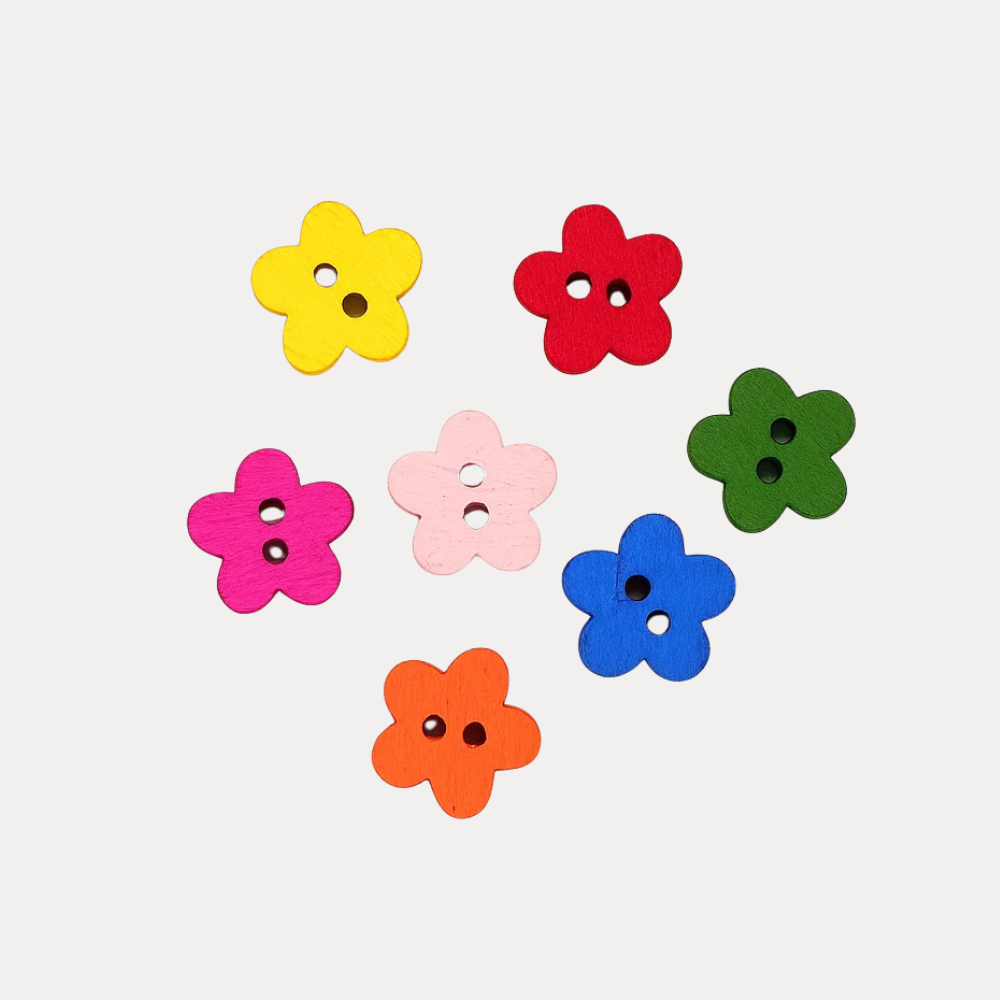 Wooden Big Flower Buttons