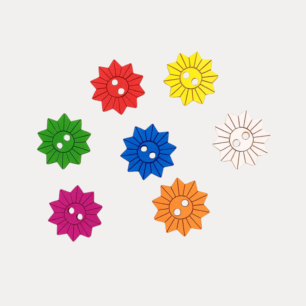 Wooden Sun Buttons
