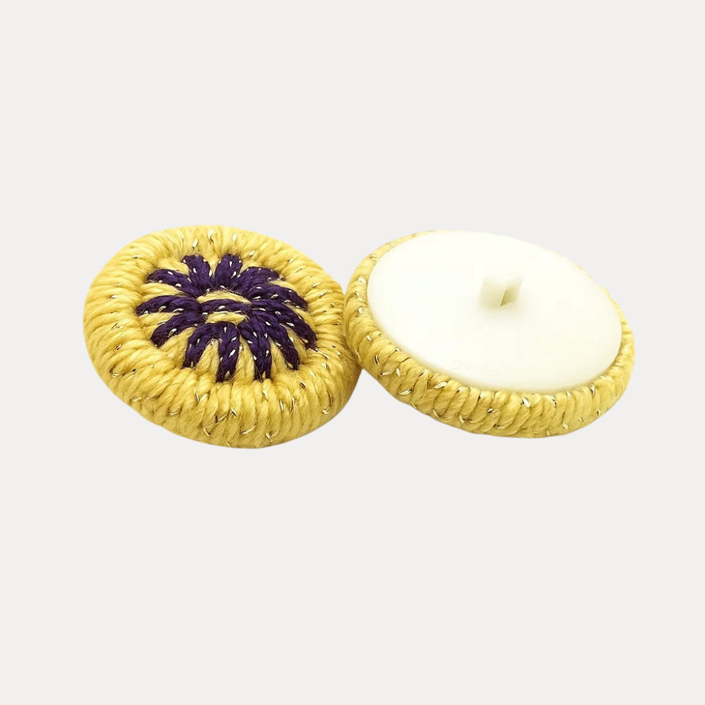 Cream Purple Knot Button