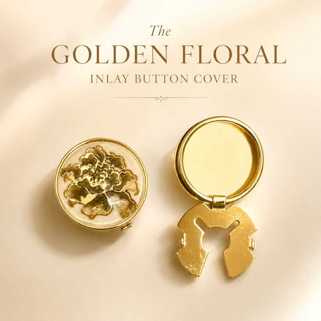 The Golden Floral Inlay Button Cover