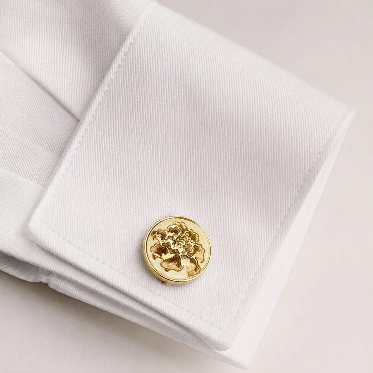 The Golden Floral Inlay Button Cover