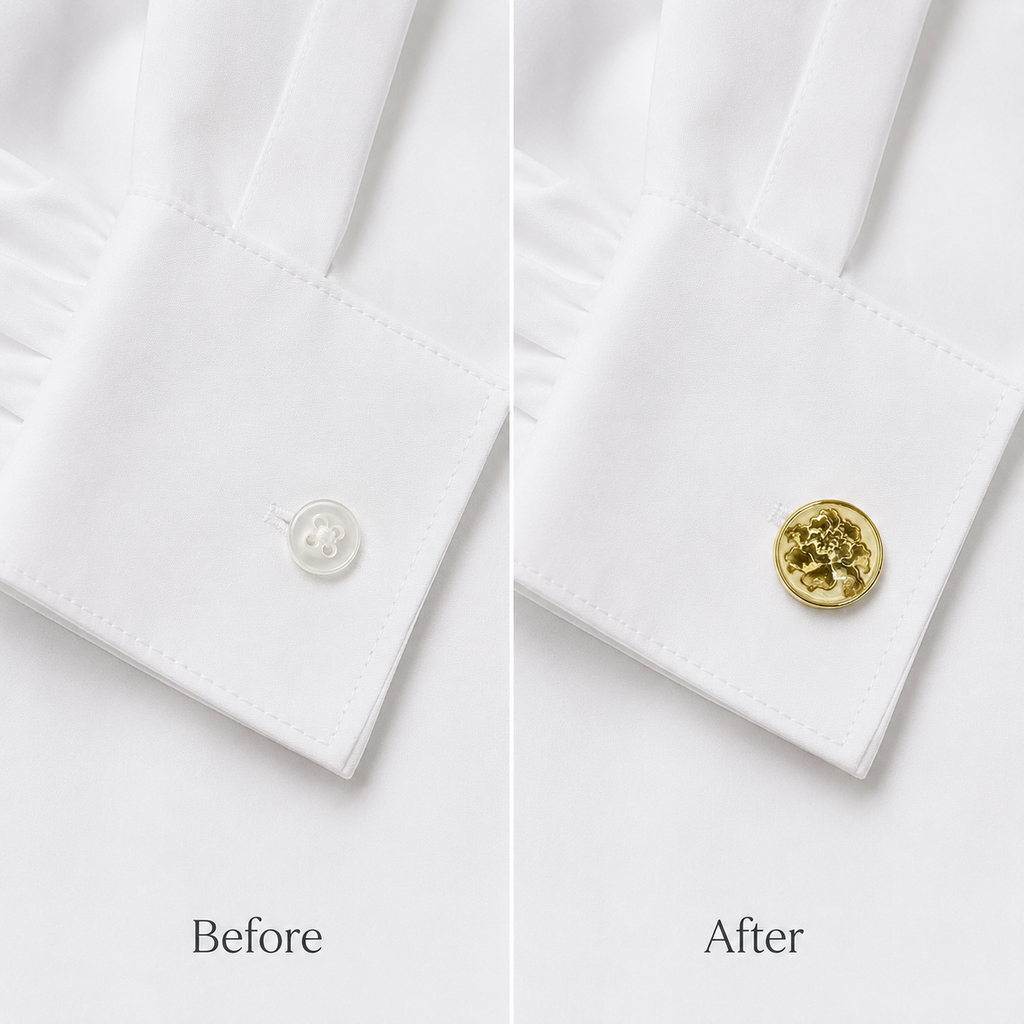 The Golden Floral Inlay Button Cover