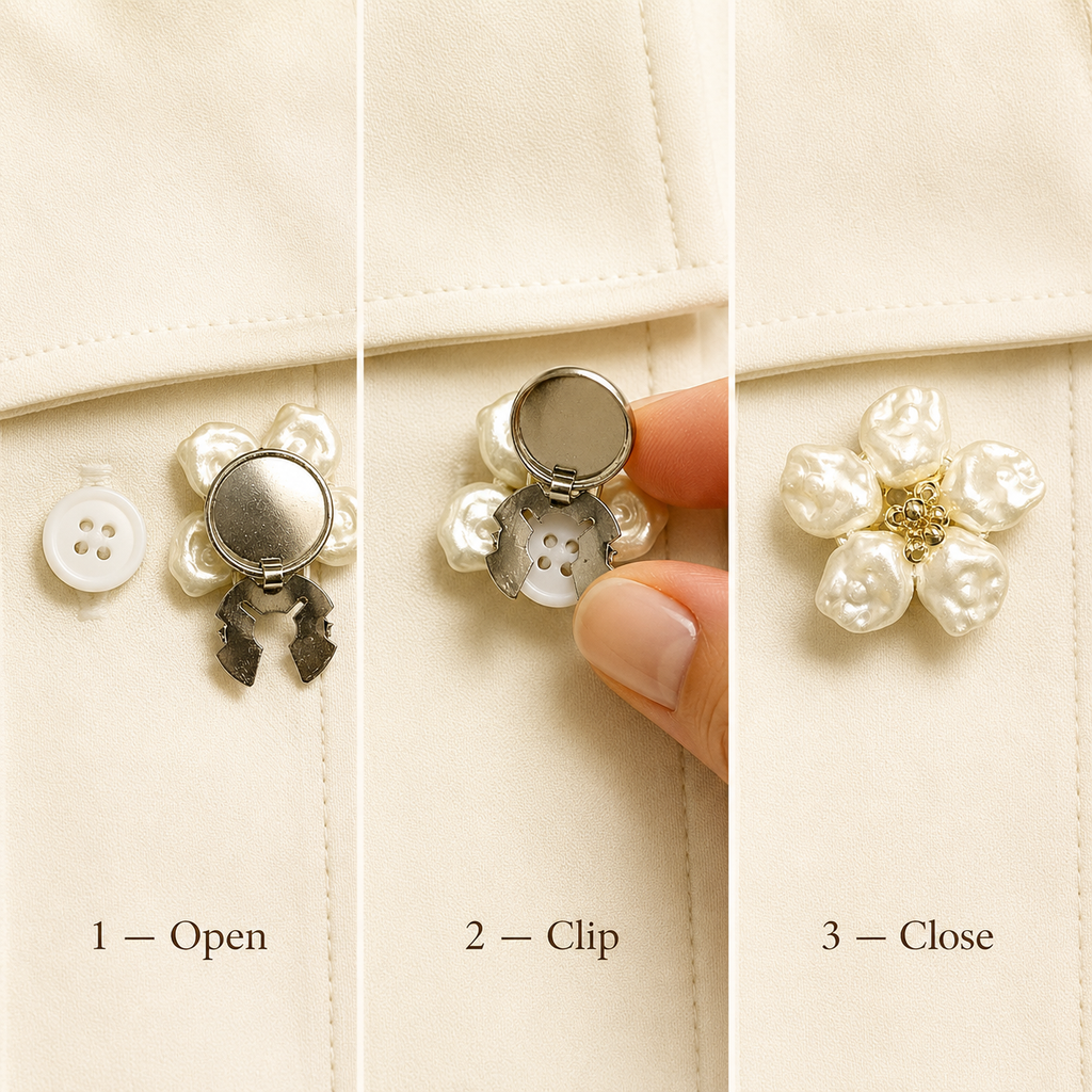 The Pearlized Flower Button Cover