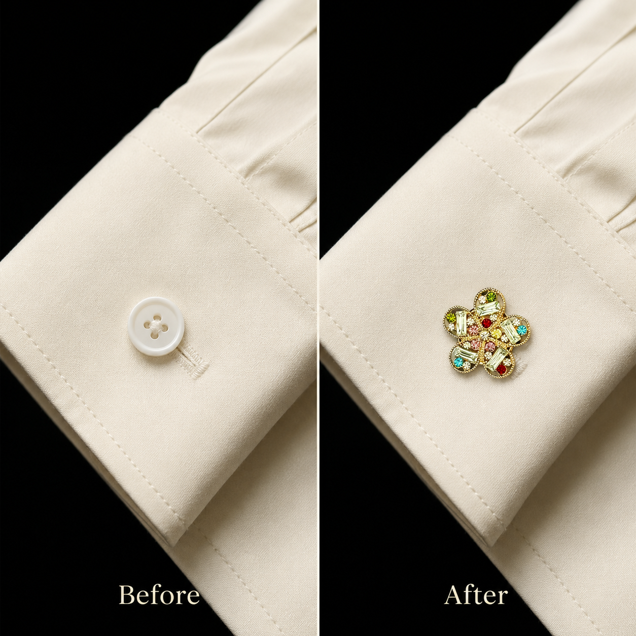 The Floral Rhinestone Button Cover