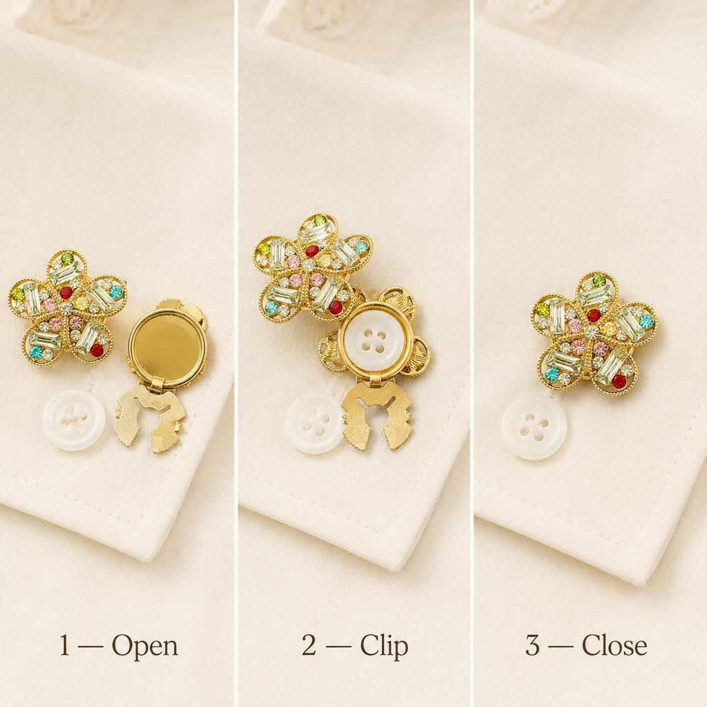 The Floral Rhinestone Button Cover