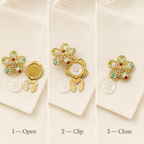 The Floral Rhinestone Button Cover