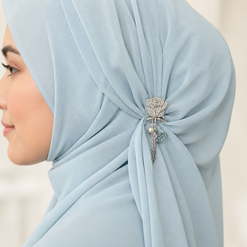 Midnight Dew Rose Pin (Hijaab Pin)