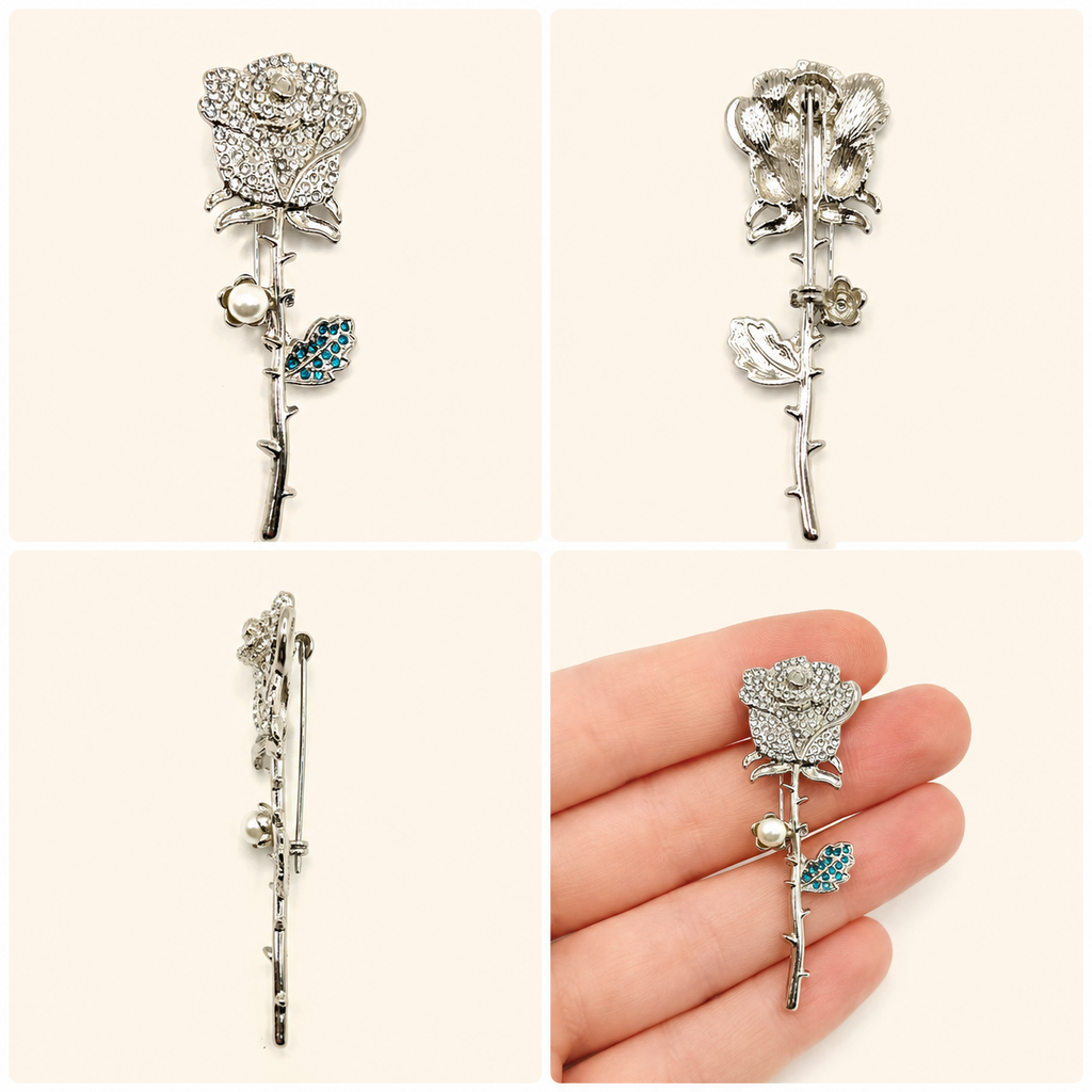 Midnight Dew Rose Pin (Hijaab Pin)