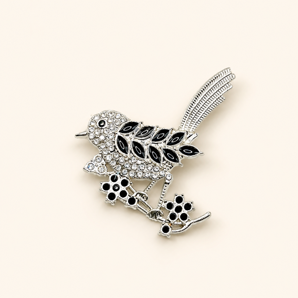 Elegant Black Feather Bird Pin (Hijaab Pin)