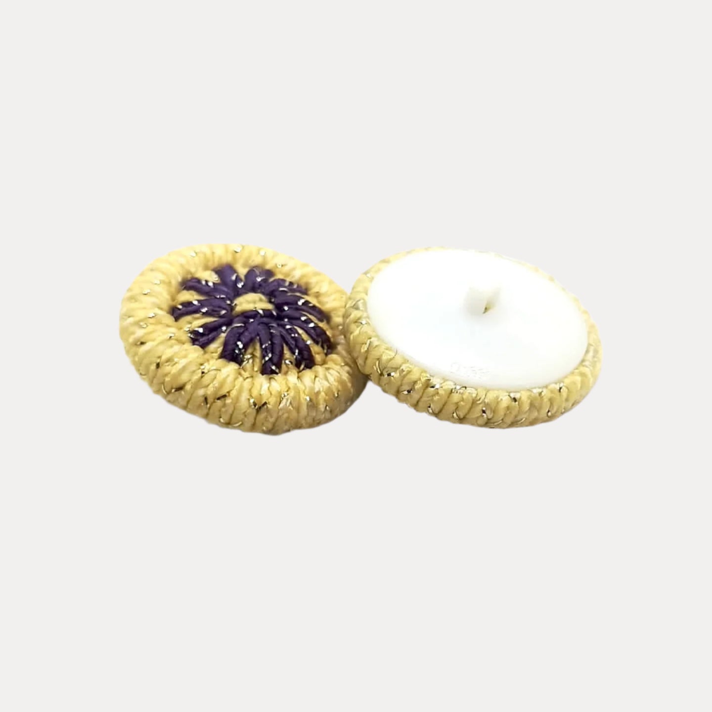 Cream Purple Knot Button
