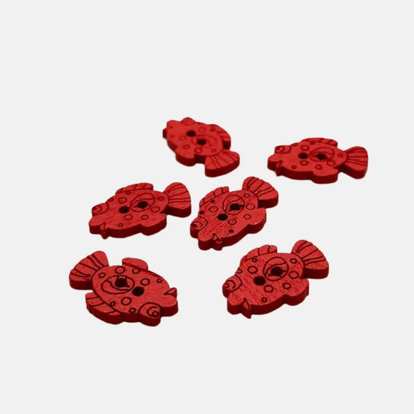 Colorful Wooden Fish Buttons - Ornamentory