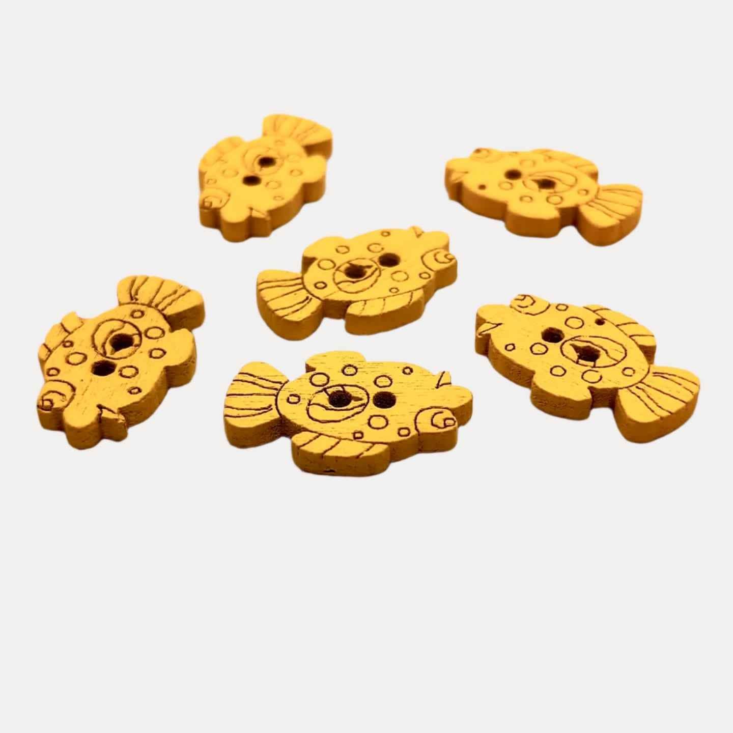 Colorful Wooden Fish Buttons