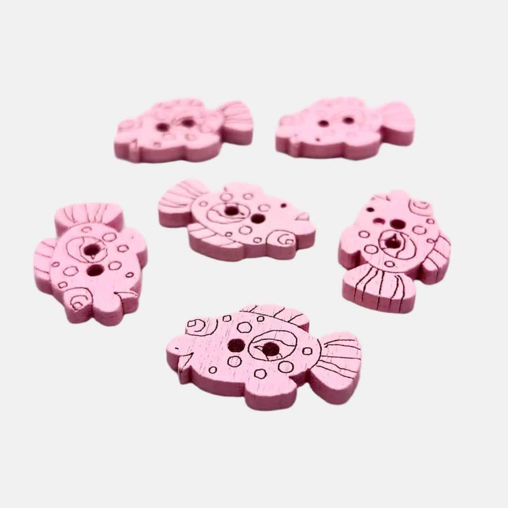 Colorful Wooden Fish Buttons