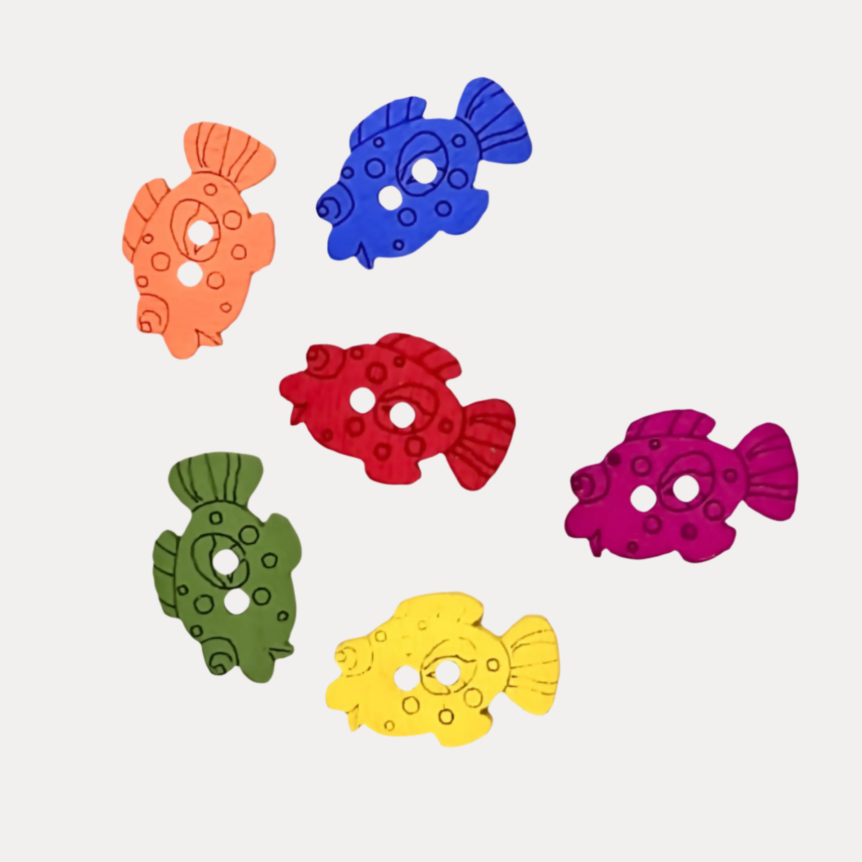 Colorful Wooden Fish Buttons