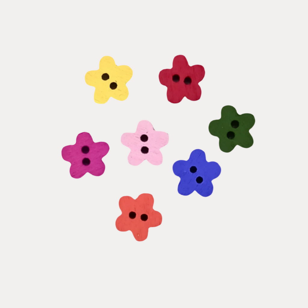 Colorful Wooden Flower Buttons
