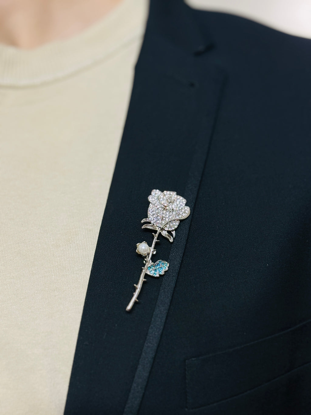Midnight Dew Rose Pin