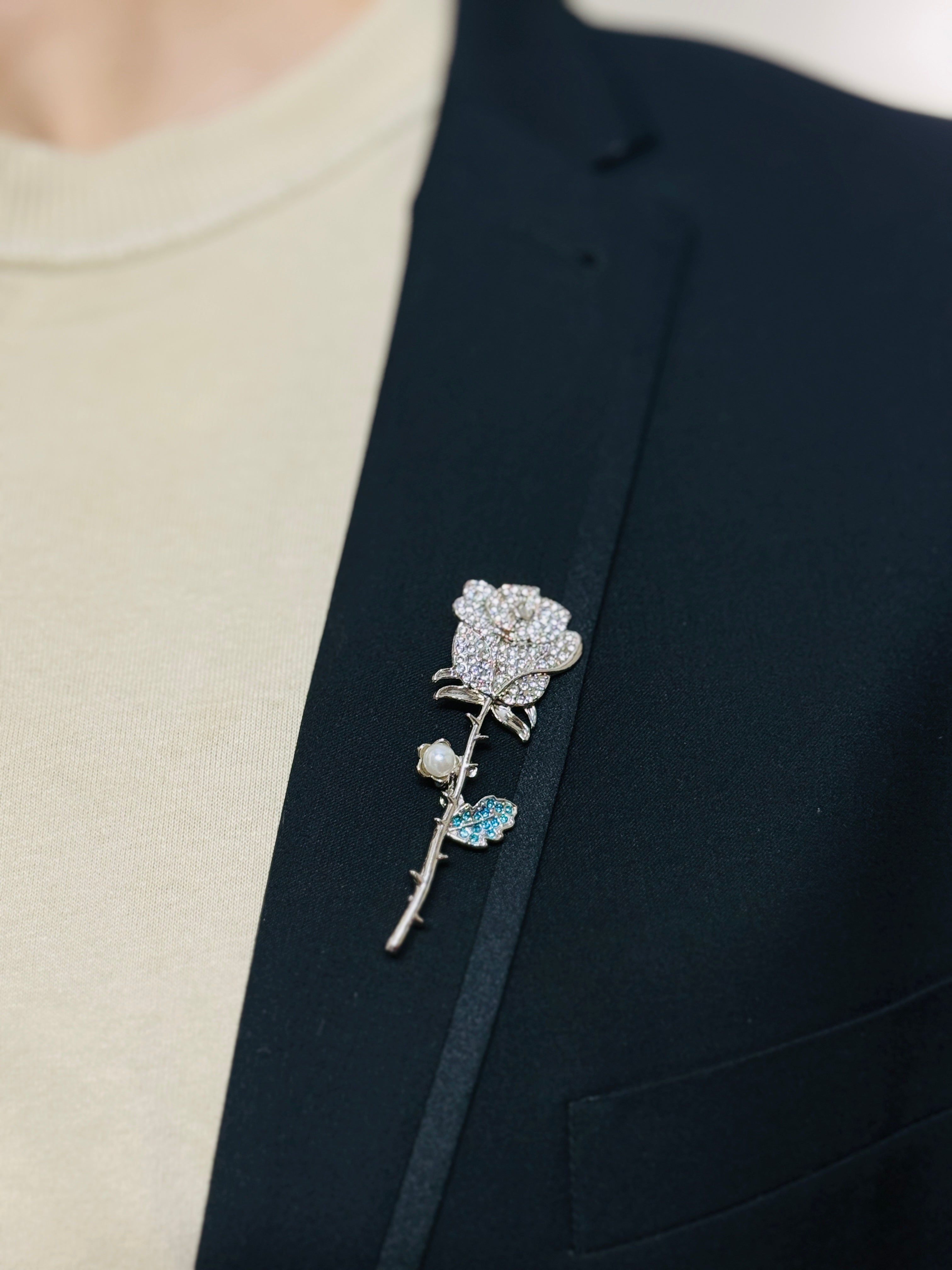 Midnight Dew Rose Pin