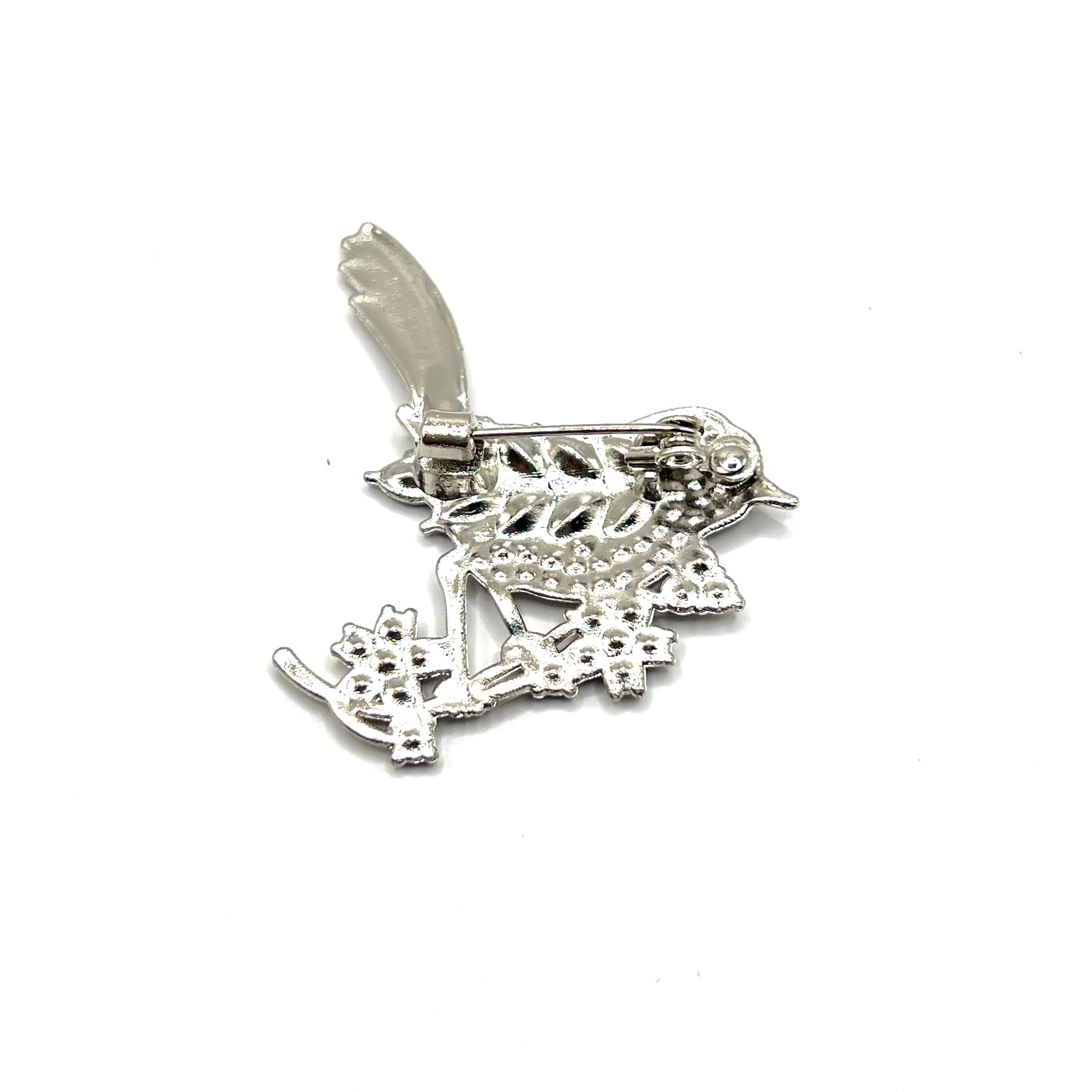 Elegant Black Feather Bird Pin