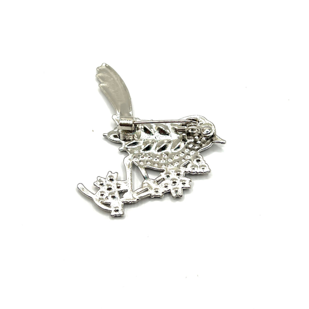 Elegant Black Feather Bird Pin