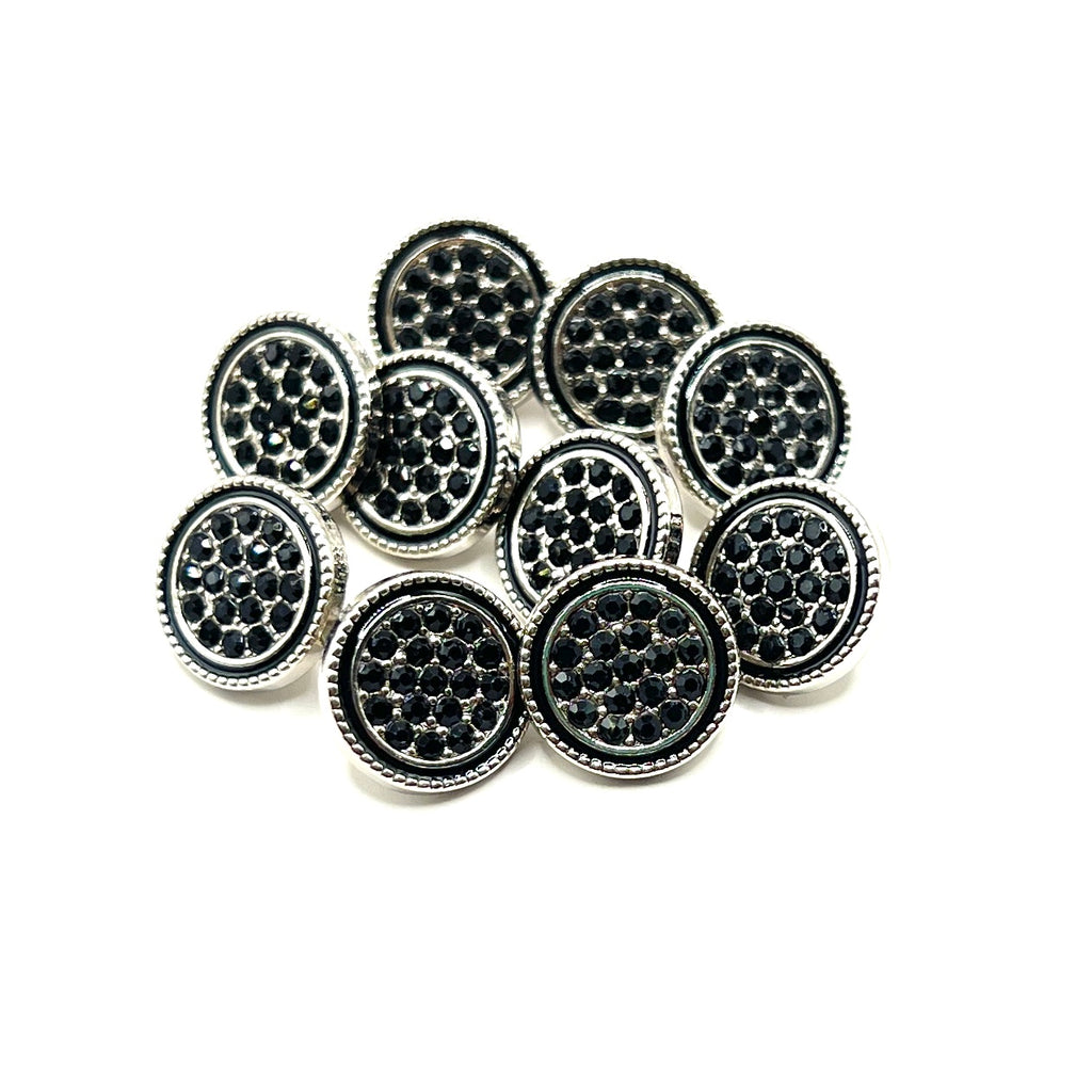 Black Rimmed Rhinestone Kurta Button