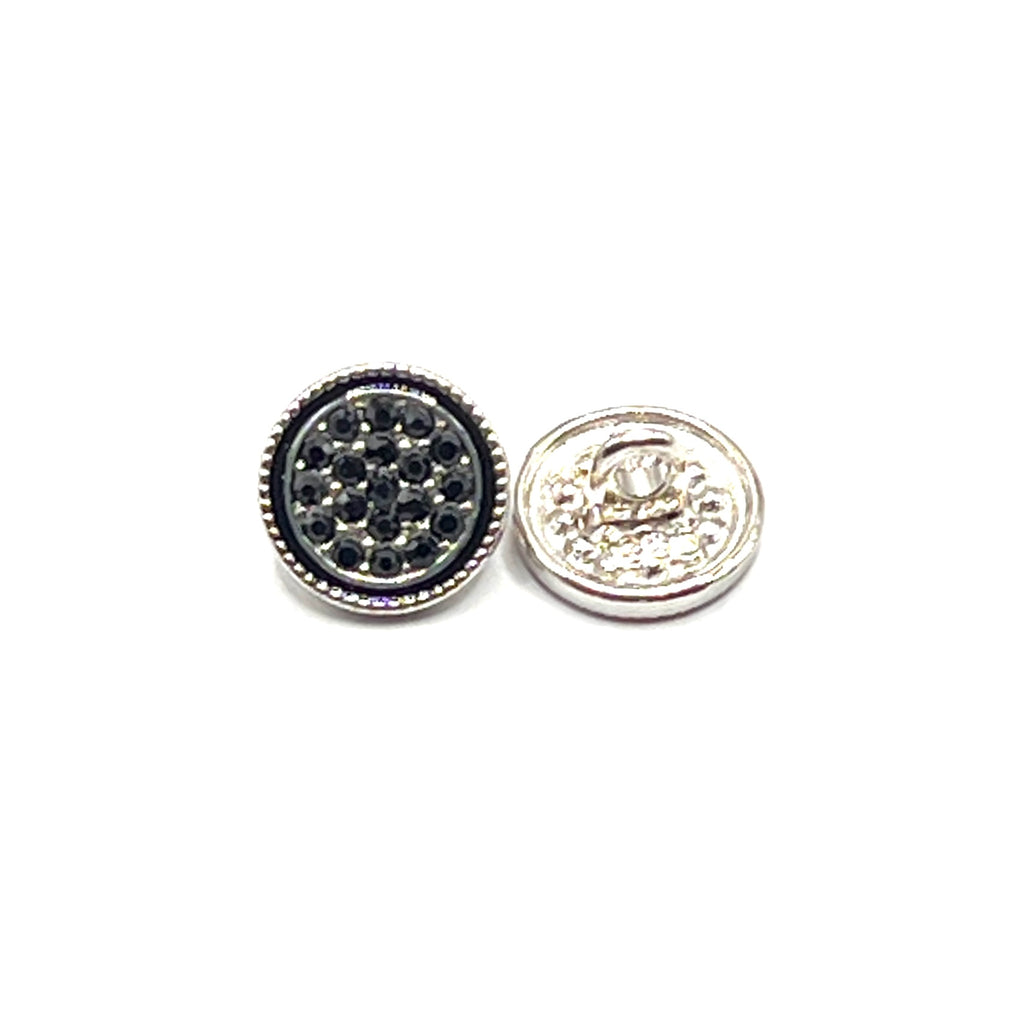 Black Rimmed Rhinestone Kurta Button