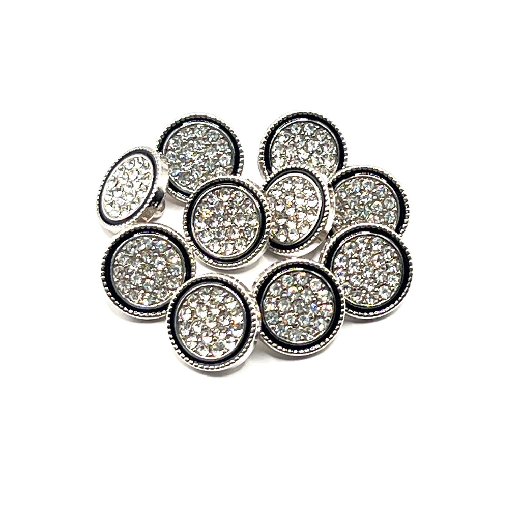 Black Rimmed Rhinestone Kurta Button