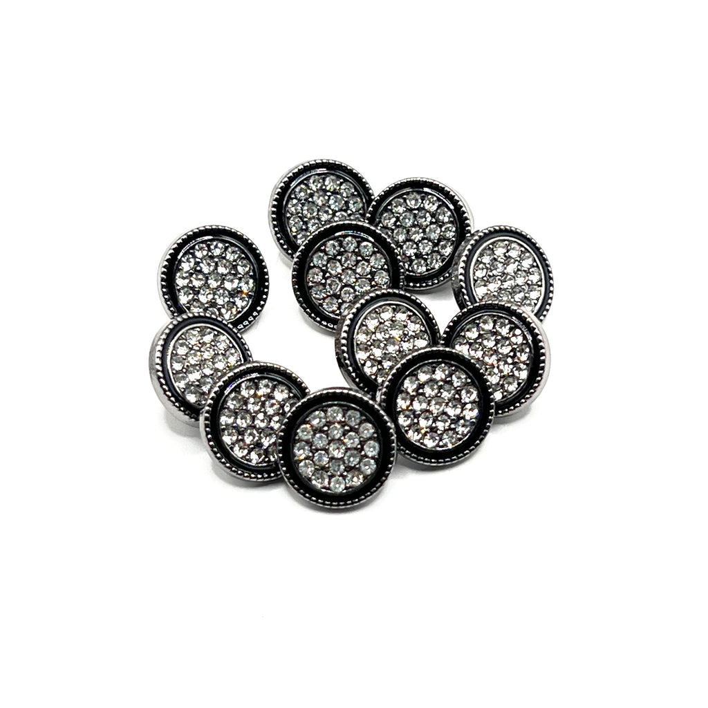 Black Rimmed Rhinestone Kurta Button