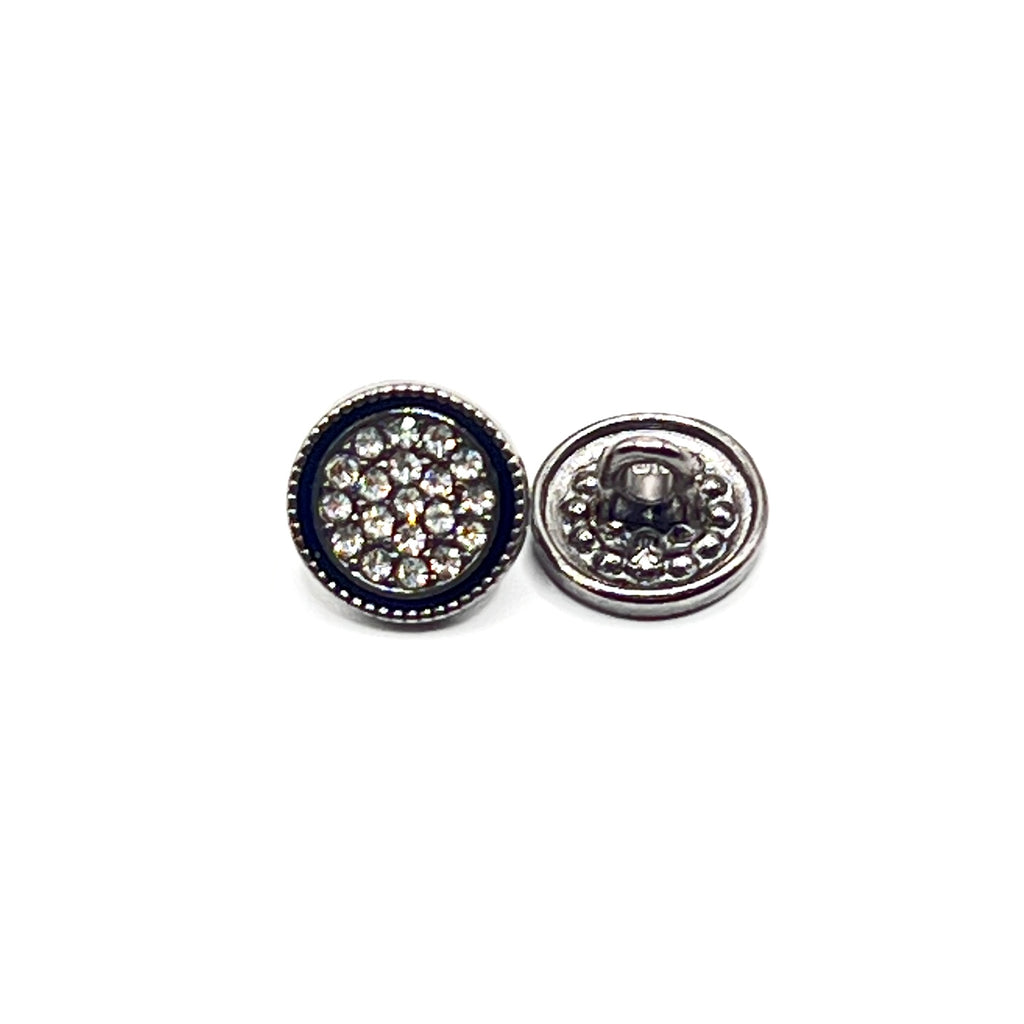 Black Rimmed Rhinestone Kurta Button
