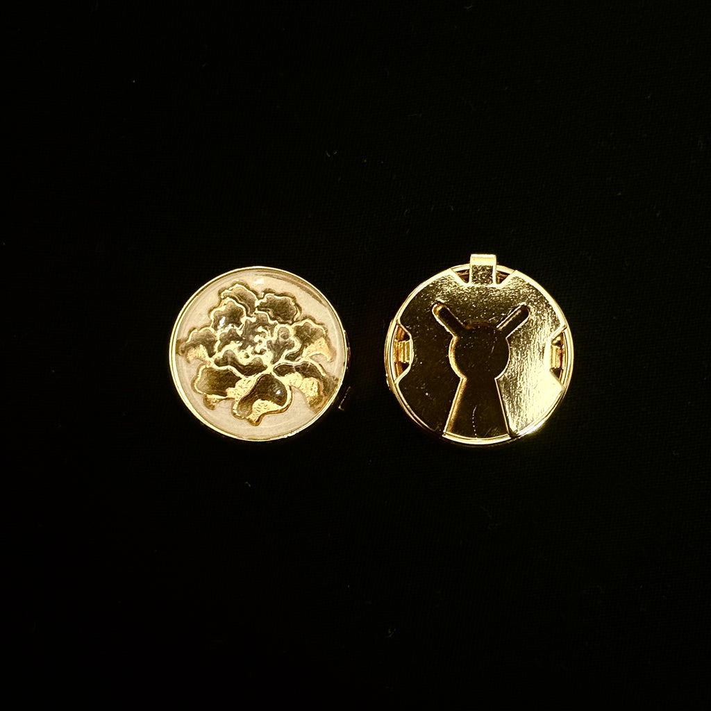 The Golden Floral Inlay Button Cover