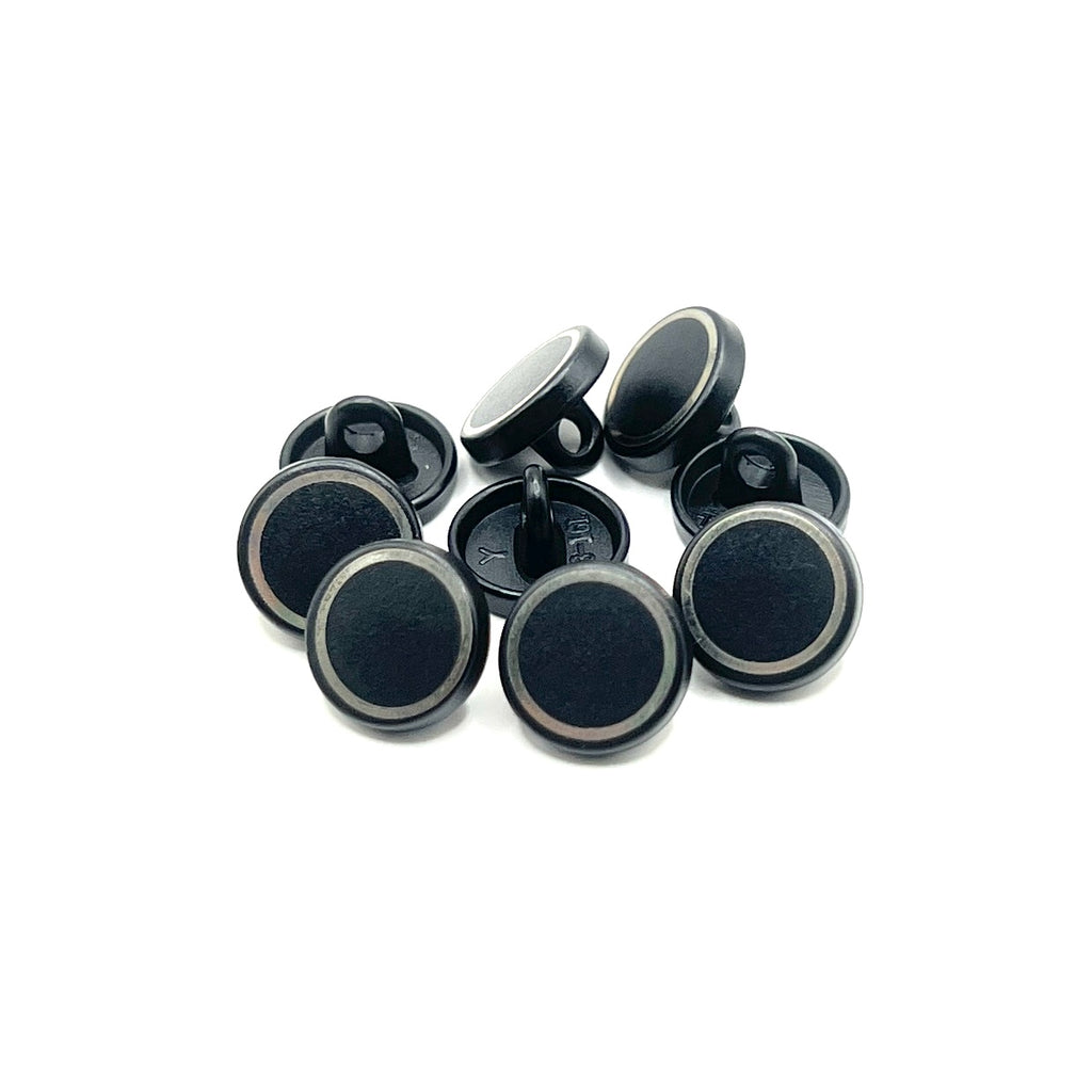 Matt Black Printed Rim Metal Kurta Button
