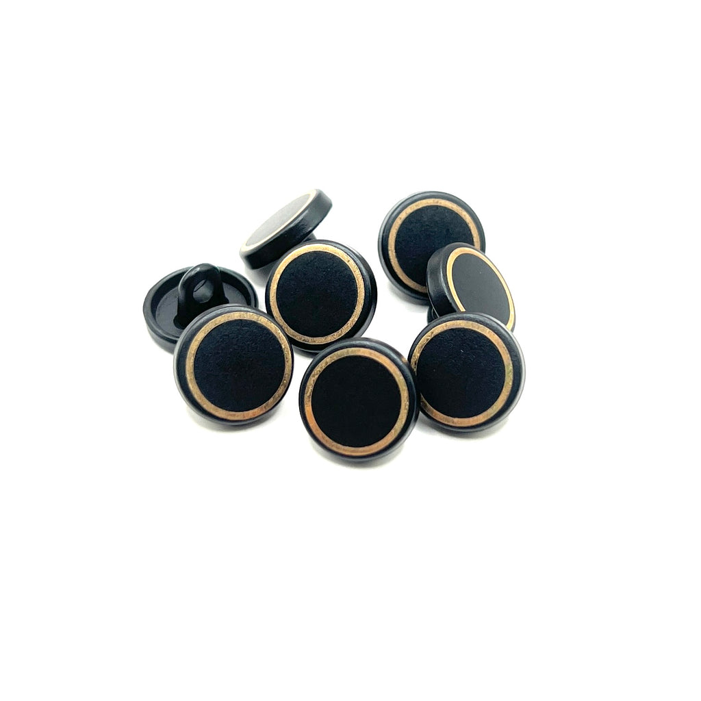 Matt Black Printed Rim Metal Kurta Button