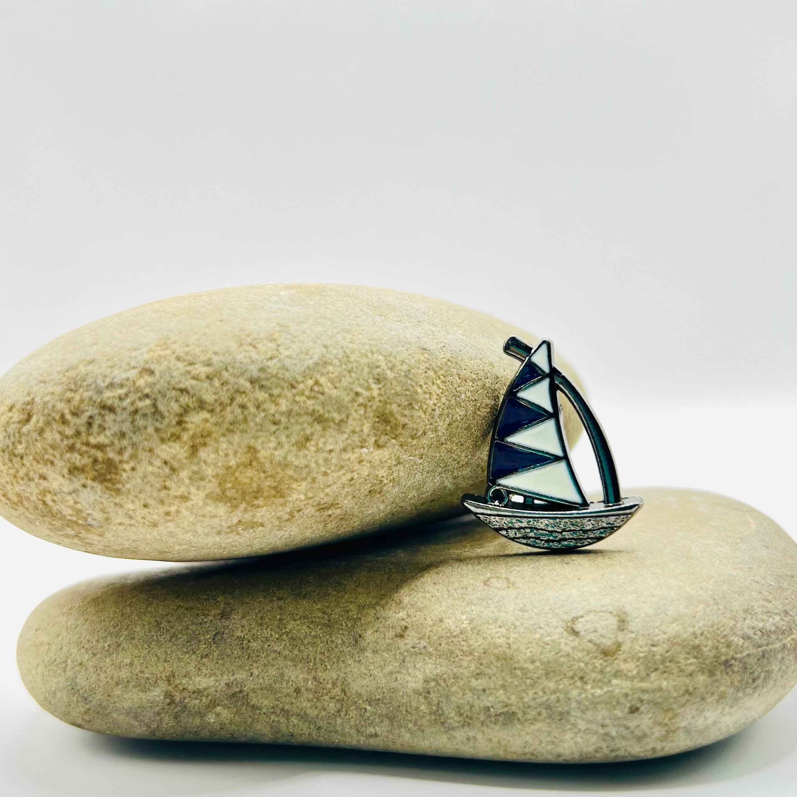 Black White Sailboat Pin