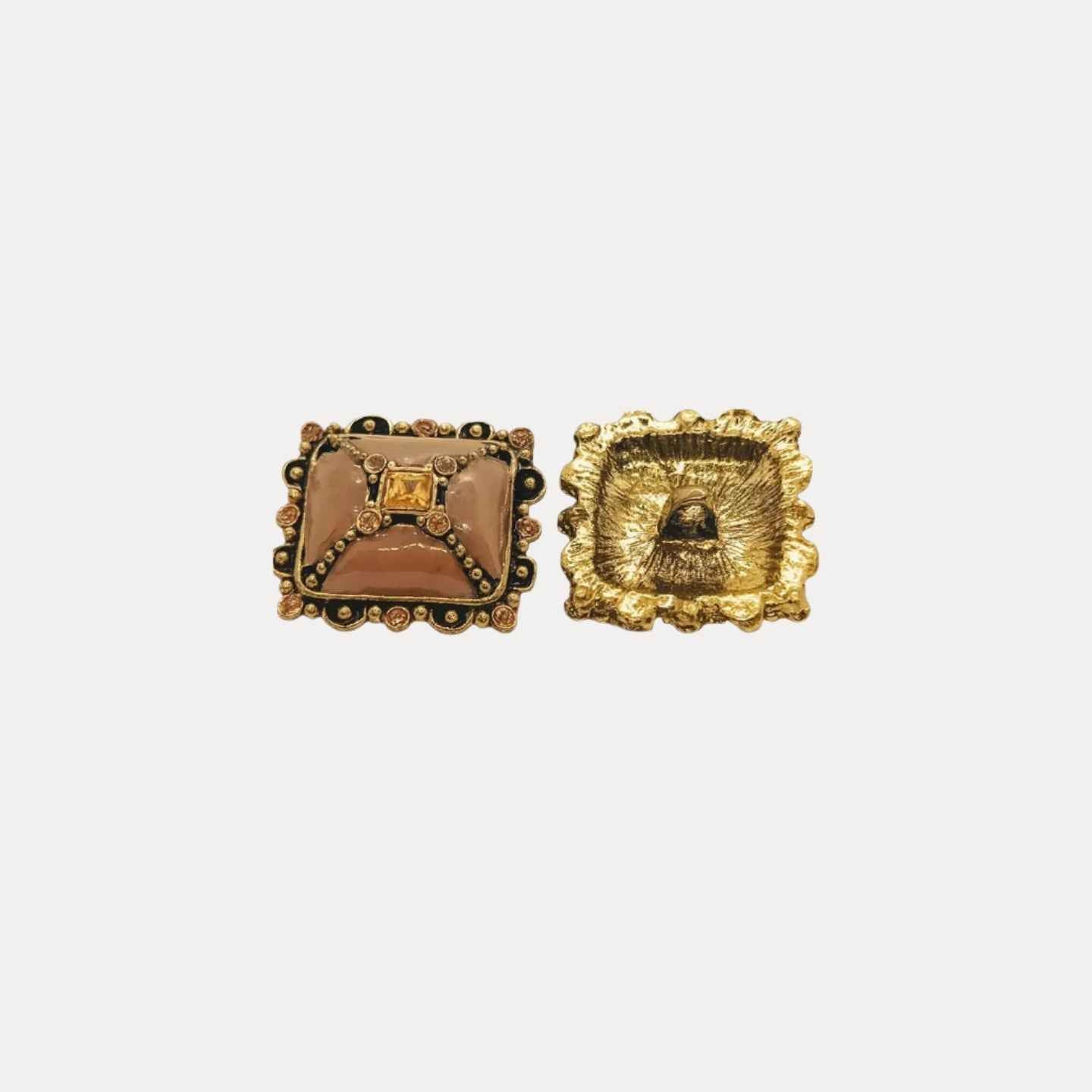 Ornate Square Metal Button