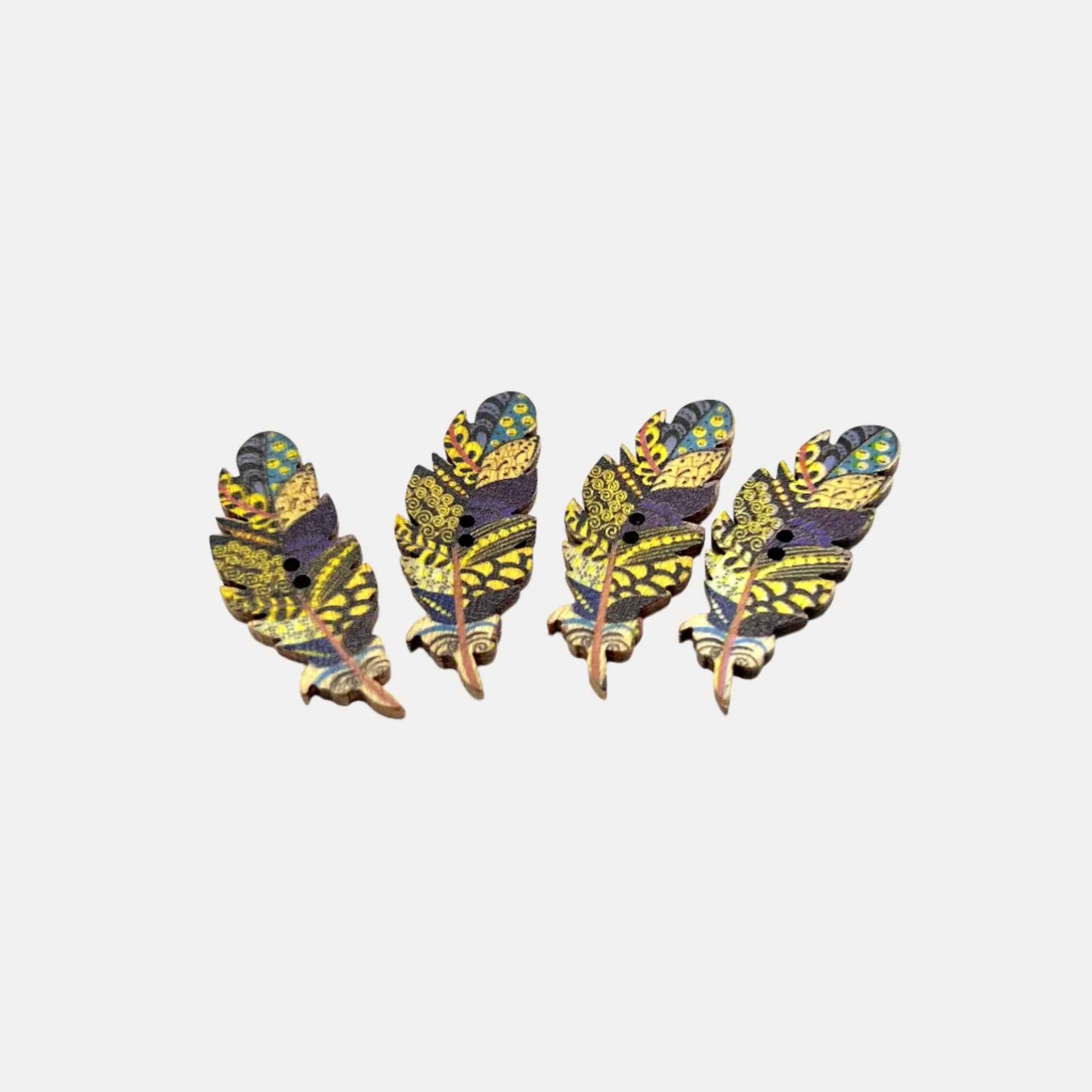 Feather Wood Buttons