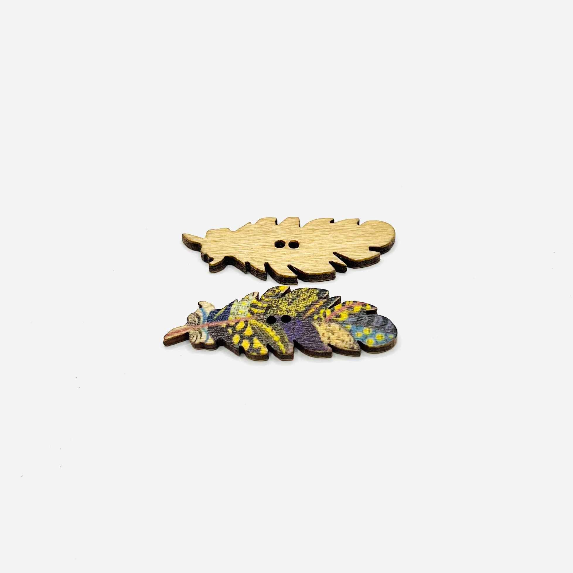 Feather Wood Buttons