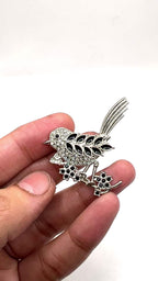 Elegant Black Feather Bird Pin